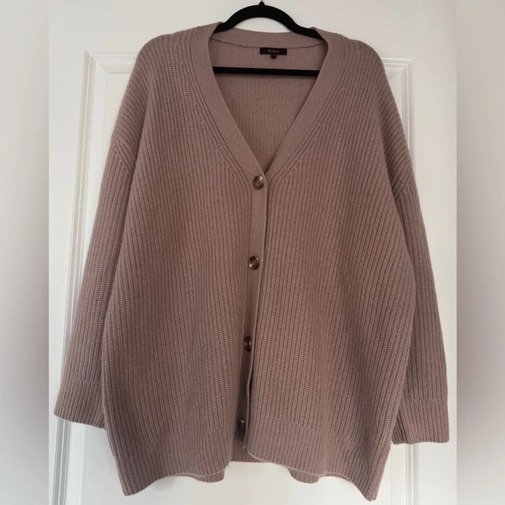 NWOT! QUINCE Mongolian Cashmere Oversized Boyfriend Cardigan *Mink Pink* S Rare - Picture 7 of 11